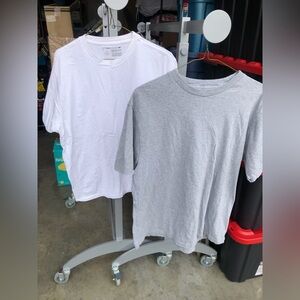 2 Old Navy Heather Gray and white T-Shirts